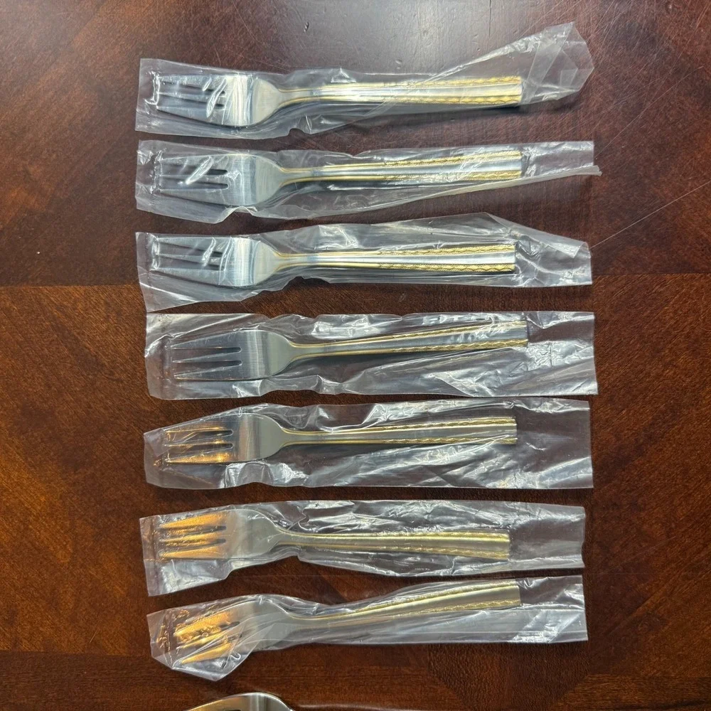 18/8 Rostfrei Stainless‎ Steel Flatware Gold Accent Mixed Lot Knives Forks